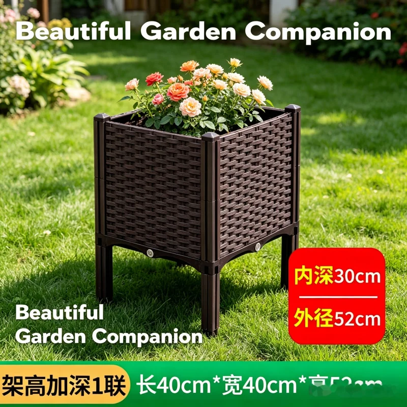 Elevated Deepened 1-Tier Plastic Planter Box 40x40x52cm Outdoor Garden Vegetable Flower Raised Bed Pot for Balcony Patio Plantin
Elevated Deepened 1-Tier Plastic Planter Box 40x40x52cm Outdoor Garden Vegetable Flower Raised Bed Pot for Balcony Patio Plantin