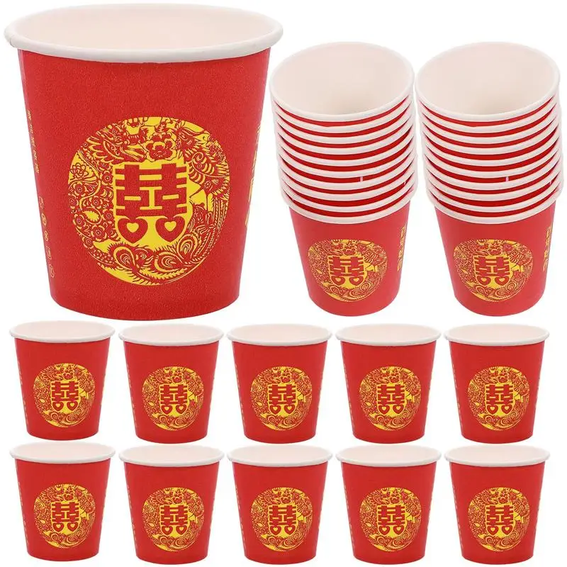 100 Pcs Red Double Happiness Wedding Paper Cups Disposable Beverage Cups Banquet Serving Cups Chinese Style Party Cups Food
100 Pcs Red Double Happiness Wedding Paper Cups Disposable Beverage Cups Banquet Serving Cups Chinese Style Party Cups Food