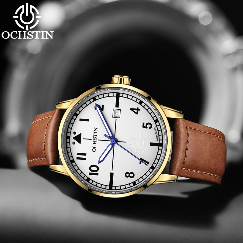 OCHSTIN Mens Mechanical Pilot Watch Automatic Date Transparent Leather Strap Male Dress Leisure Business Wristwatch Gift for Him
OCHSTIN Mens Mechanical Pilot Watch Automatic Date Transparent Leather Strap Male Dress Leisure Business Wristwatch Gift for Him