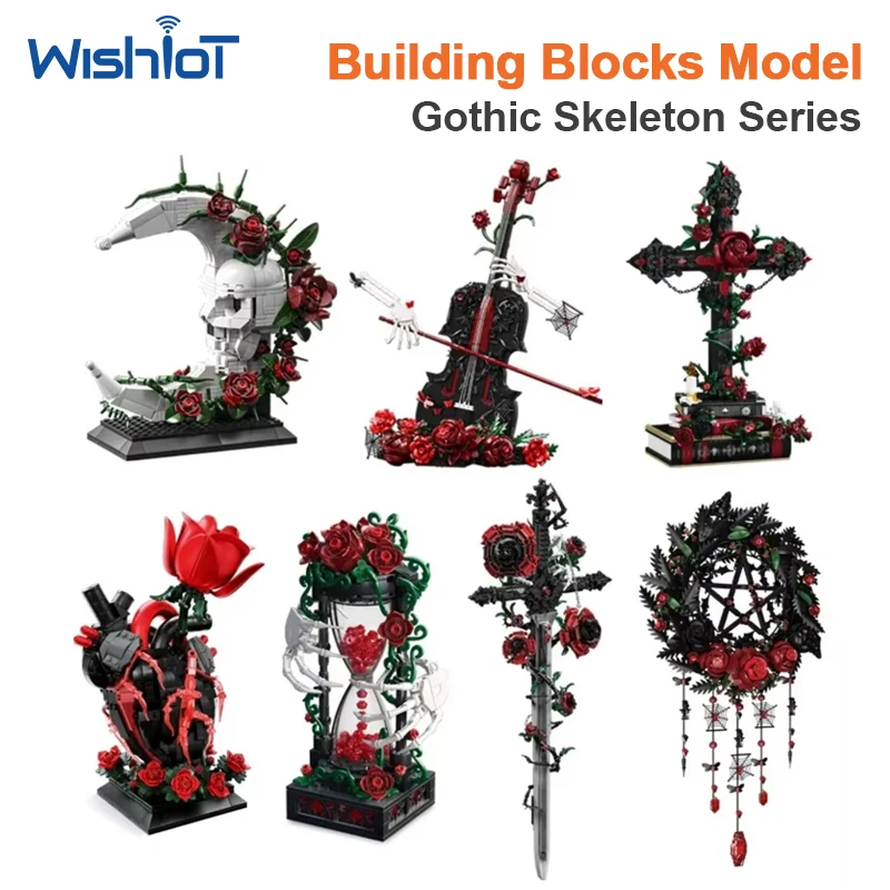 Gothic Dark Skull Rose Series 7-Styles Building Blocks Skull Model Toy Halloween Retro Desktop Ornament Decoration Creative Gift
Gothic Dark Skull Rose Series 7-Styles Building Blocks Skull Model Toy Halloween Retro Desktop Ornament Decoration Creative Gift