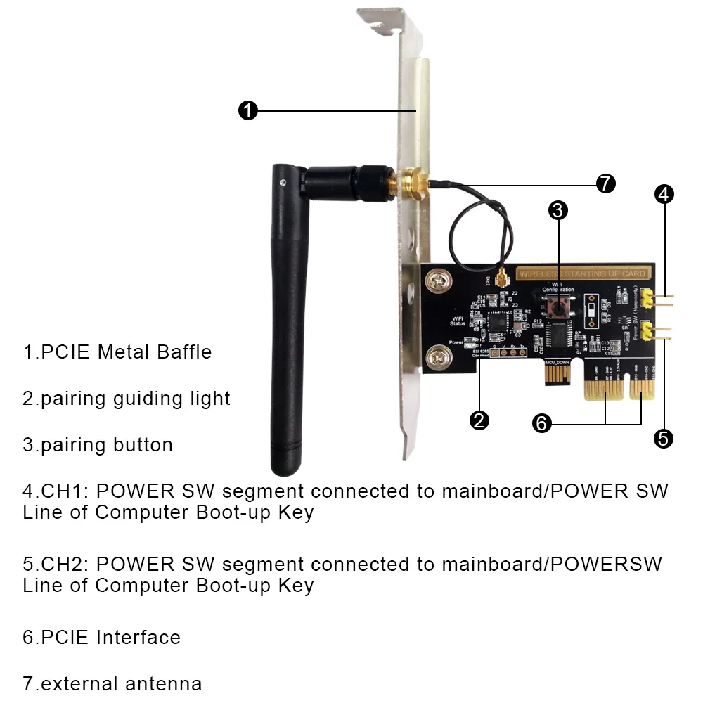Smart-Wifi Wireless Smart Switch Relay Module Mini PCI-E Desktop Switch Card Restart Switch Turn On/OFF PC Remote Control
Smart-Wifi Wireless Smart Switch Relay Module Mini PCI-E Desktop Switch Card Restart Switch Turn On/OFF PC Remote Control