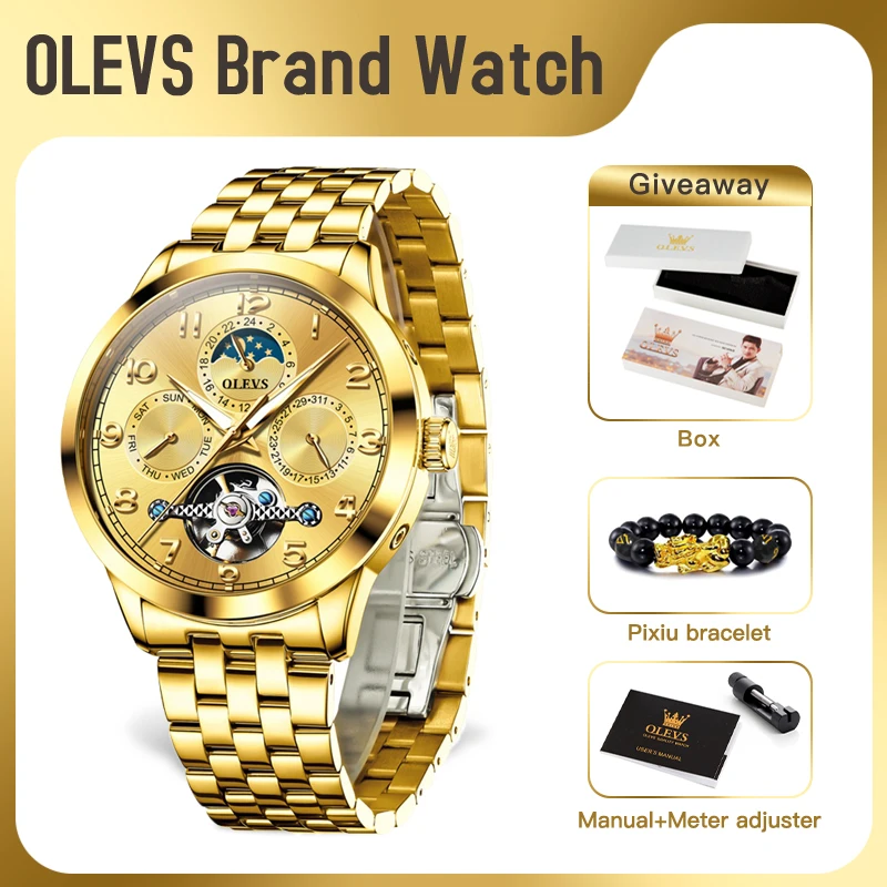 OLEVS 7018 Mens Watch Original Waterproof Luminous Tourbillon Mechanical Watch Reloj Watches For Men Multifunctional Chronograph
OLEVS 7018 Mens Watch Original Waterproof Luminous Tourbillon Mechanical Watch Reloj Watches For Men Multifunctional Chronograph