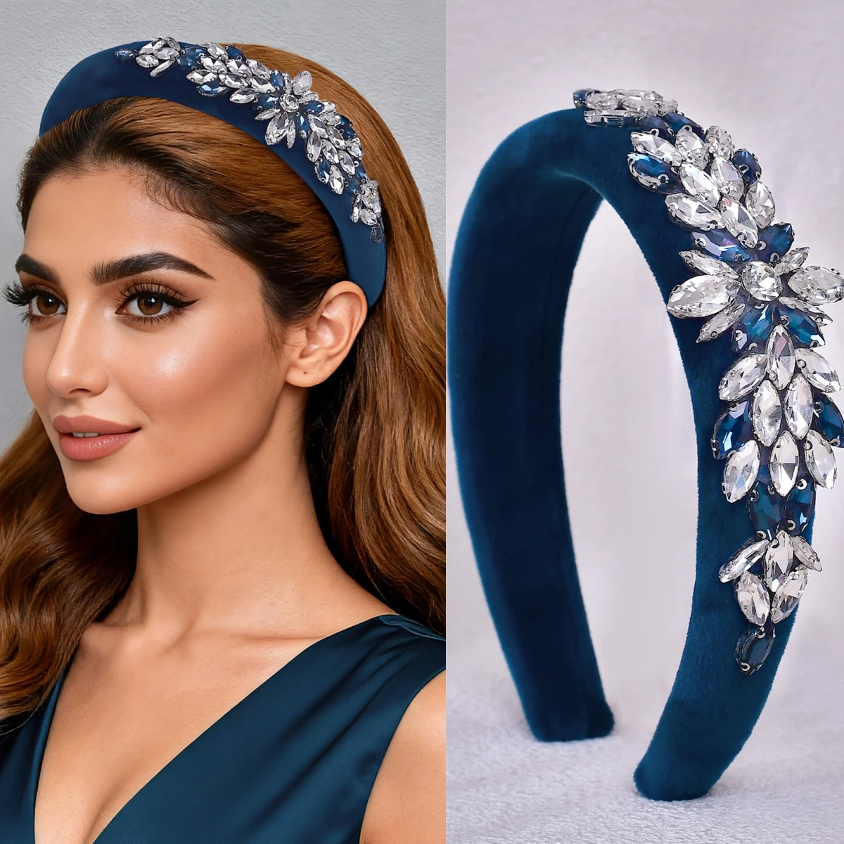 Luxury Navy Blue Rhinestone Flower Headband, Women's Hair Accessory, Bridal Headpiece for Young Women, Holiday Gift SA57
Luxury Navy Blue Rhinestone Flower Headband, Women's Hair Accessory, Bridal Headpiece for Young Women, Holiday Gift SA57