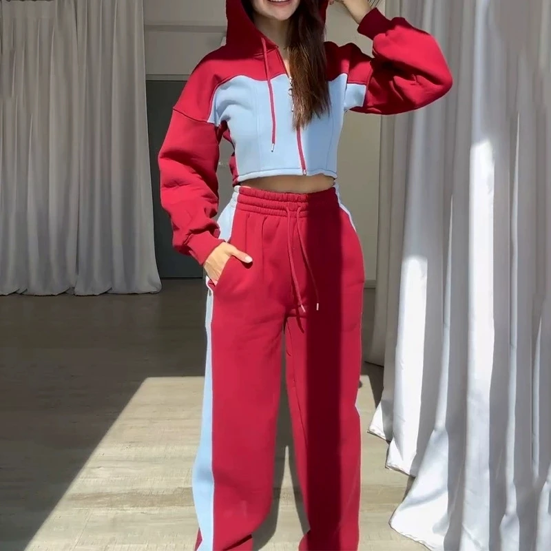 Zippered Hooded Top And Pants Set Long Sleeve Long Pants Two-Piece Set Casual Sportswear Polyester Fabric Hooded Jacket
Zippered Hooded Top And Pants Set Long Sleeve Long Pants Two-Piece Set Casual Sportswear Polyester Fabric Hooded Jacket
