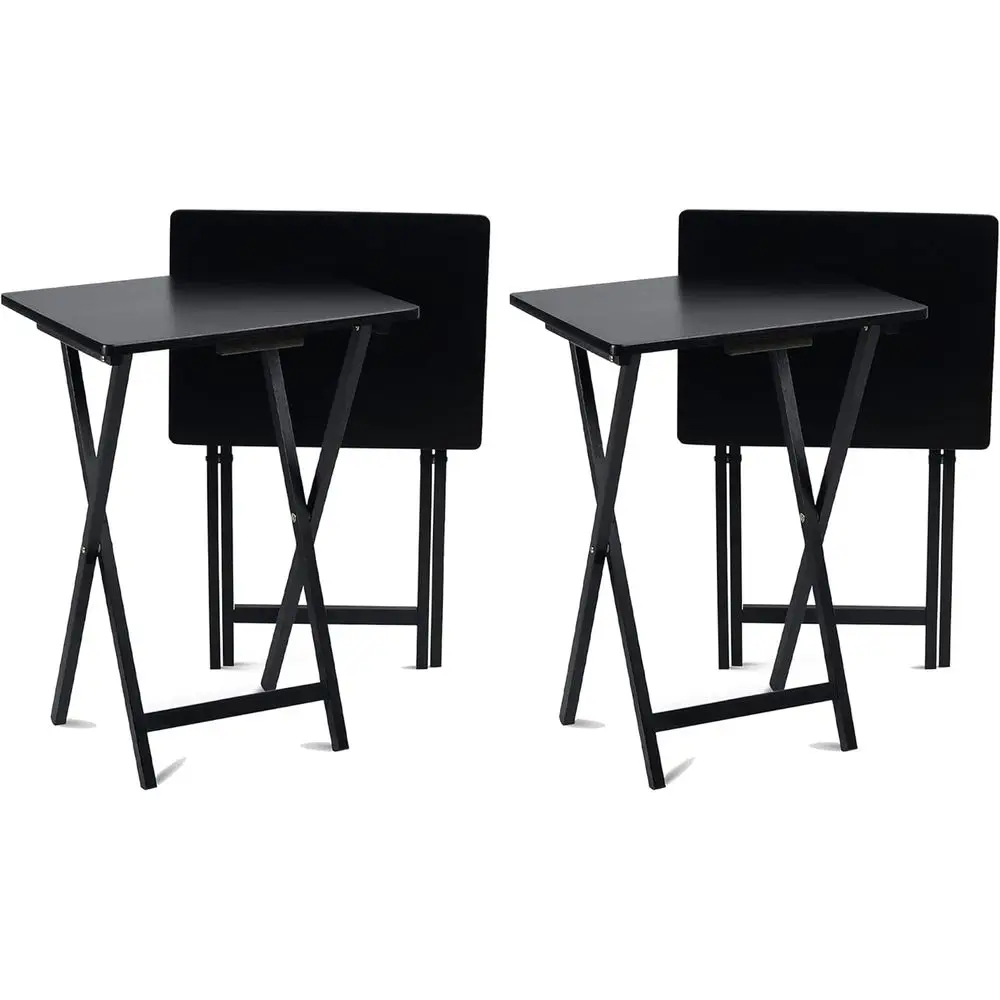 Solid Wooden Portable TV Tray Table Set, 4-Piece, Black
Solid Wooden Portable TV Tray Table Set, 4-Piece, Black