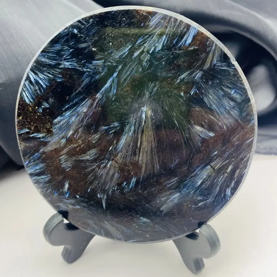 Natural Crystal Astrophyllite Stone Slice Blue Flash Circle Disk Round Plate Scrying Mirror Energy Crafts Witchcraft Decor 
Natural Crystal Astrophyllite Stone Slice Blue Flash Circle Disk Round Plate Scrying Mirror Energy Crafts Witchcraft Decor