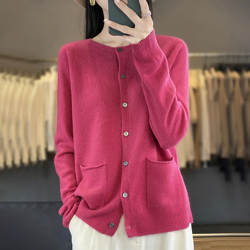2025 autumn/winter cashmere cardigan women's round neck cardigan with pocket knitted cardigan women's cashmere pants cardigan
2025 autumn/winter cashmere cardigan women's round neck cardigan with pocket knitted cardigan women's cashmere pants cardigan