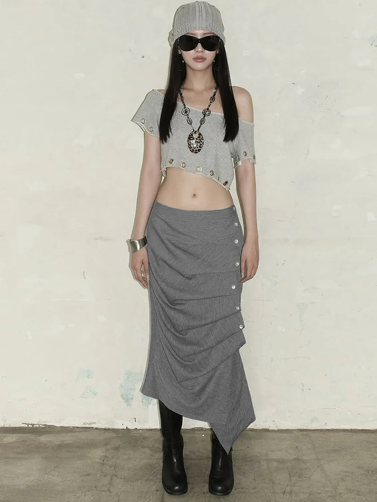 Whatiwear Button Decoration Long Skirts Woman Elastic Waist Irregular Design Street Fashion Y2K Style Ruched Elegant Bottoms
Whatiwear Button Decoration Long Skirts Woman Elastic Waist Irregular Design Street Fashion Y2K Style Ruched Elegant Bottoms