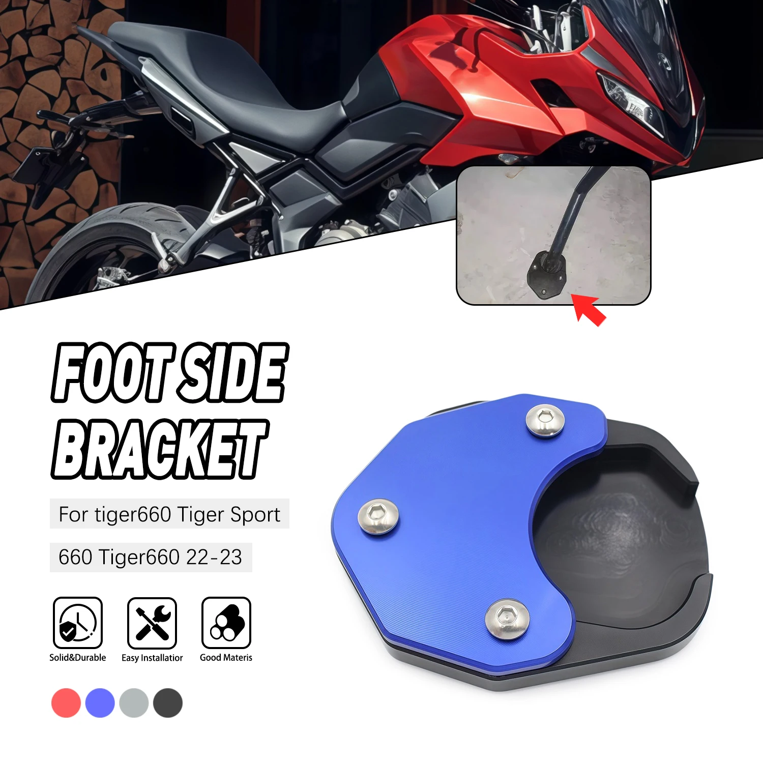 Motorcycle For Triumph tiger660 Tiger Sport 660 2022 2023 CNC Foot Side Stand Enlarger Support Plate Kickstand Extension Pad
Motorcycle For Triumph tiger660 Tiger Sport 660 2022 2023 CNC Foot Side Stand Enlarger Support Plate Kickstand Extension Pad