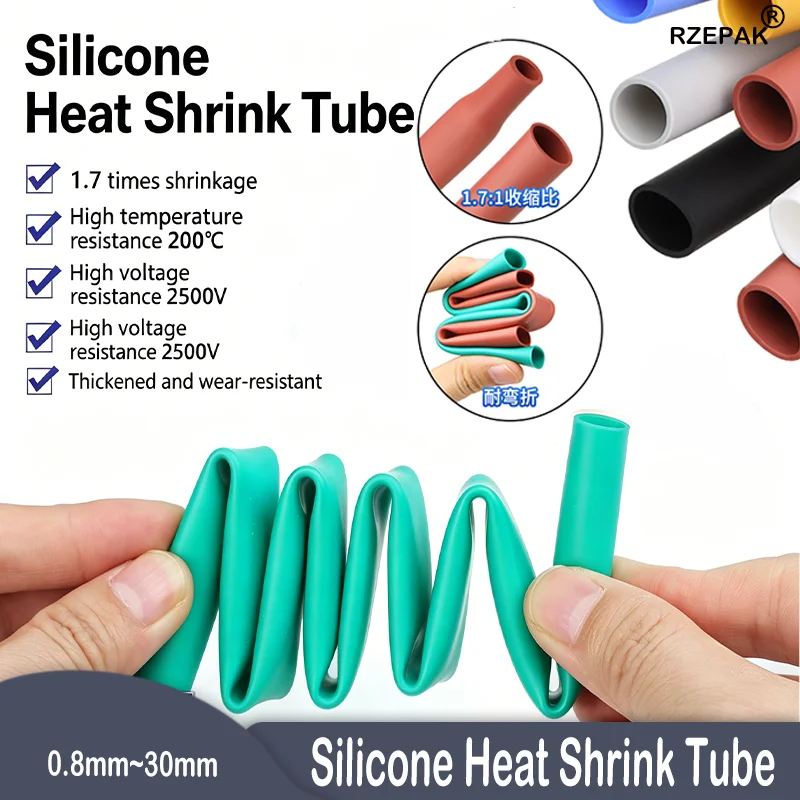1.7:1 Silicone Heat Shrink Tubing Dia 0.8-30mm, 1/5M Heat Shrink Sleeve DIY Electrical Cable Insulation Protection Tube
1.7:1 Silicone Heat Shrink Tubing Dia 0.8-30mm, 1/5M Heat Shrink Sleeve DIY Electrical Cable Insulation Protection Tube