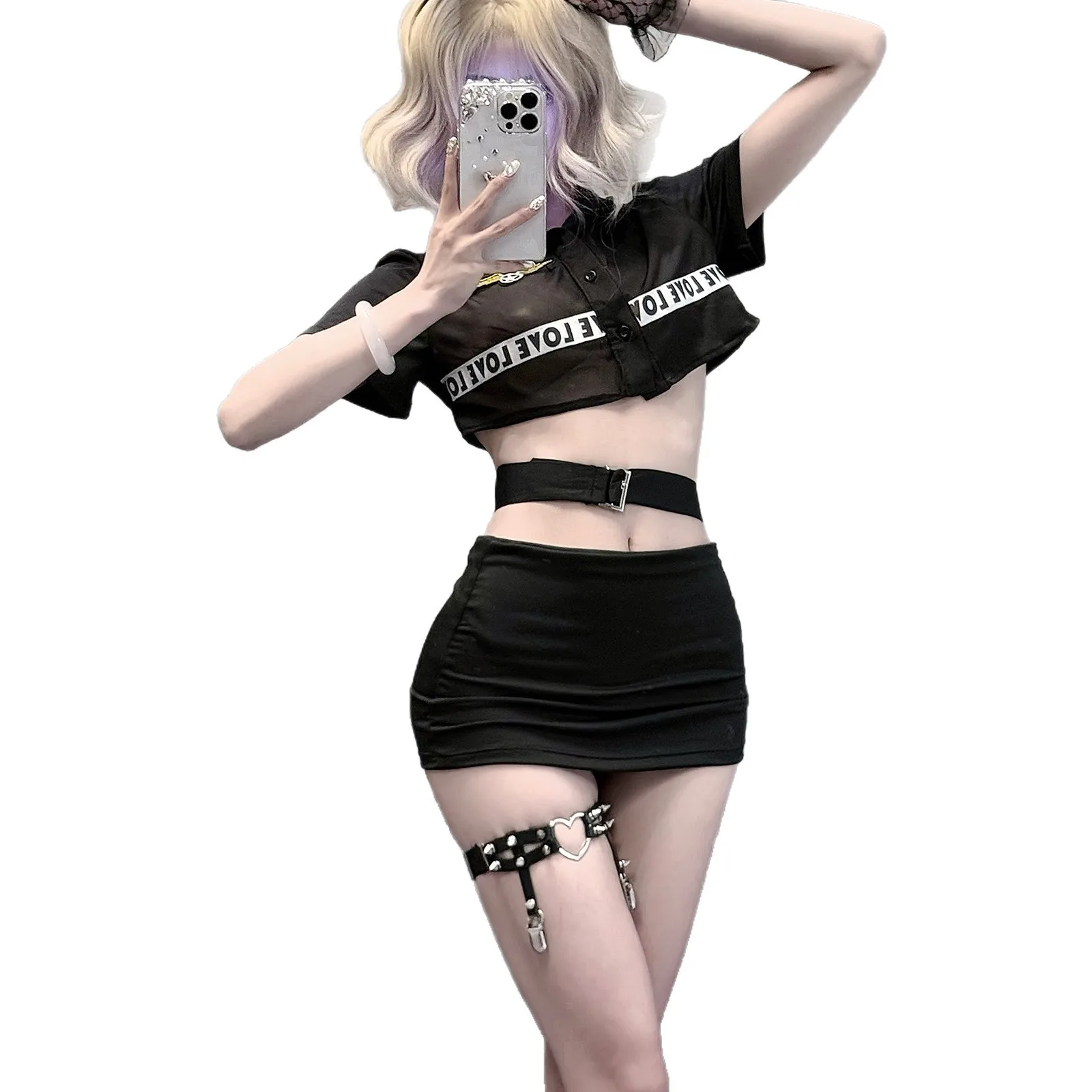 Nightclub Sexy Cosplay Policewoman Instructor Short Sleeved Sexy Sets Hollow Out Button Pure Desire Charming Sexy Sets GXLJ
Nightclub Sexy Cosplay Policewoman Instructor Short Sleeved Sexy Sets Hollow Out Button Pure Desire Charming Sexy Sets GXLJ