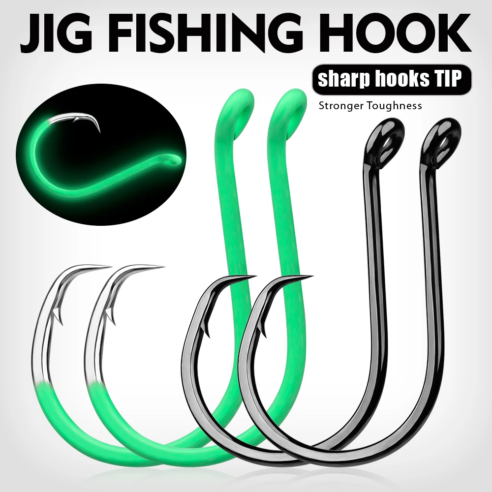 KATYUSHA Luminous Coated Fishing Hooks With Eye Ring Barbed High Carbon Steel Saltwater Hook Tuna Jigging Fishhook Pesca Tackle
KATYUSHA Luminous Coated Fishing Hooks With Eye Ring Barbed High Carbon Steel Saltwater Hook Tuna Jigging Fishhook Pesca Tackle