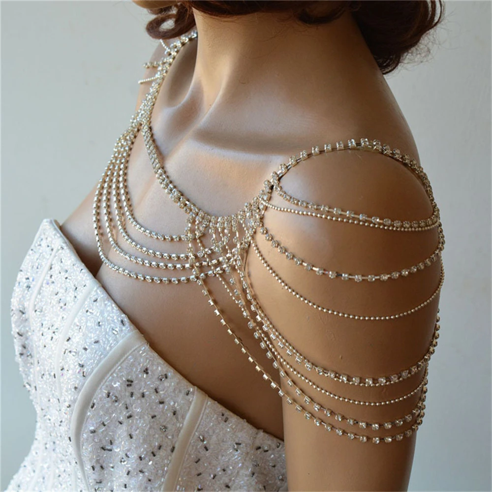 Luxury Rhinestone Shoulder Jewelry Multi-level Design Boho Style Wedding Bride Crystal Shawl Body Chain
Luxury Rhinestone Shoulder Jewelry Multi-level Design Boho Style Wedding Bride Crystal Shawl Body Chain