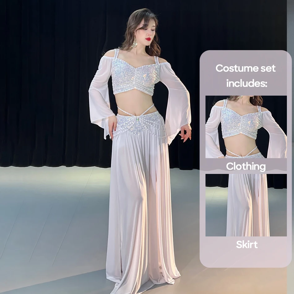Belly Dance Costume For Women Sequin Spring Mesh Practice Uniform Set Top + Skirt 2 pieces Set Clothes Dancing Wear Outfit
Belly Dance Costume For Women Sequin Spring Mesh Practice Uniform Set Top + Skirt 2 pieces Set Clothes Dancing Wear Outfit
