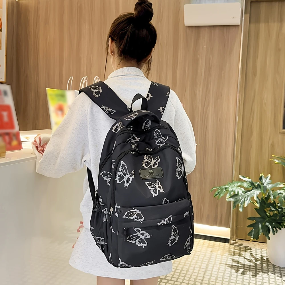 Cute Butterfly Print Nylon Backpack, Large Capacity Multi-pocket School Bag for Students, Daily Commute & Travel
Cute Butterfly Print Nylon Backpack, Large Capacity Multi-pocket School Bag for Students, Daily Commute & Travel