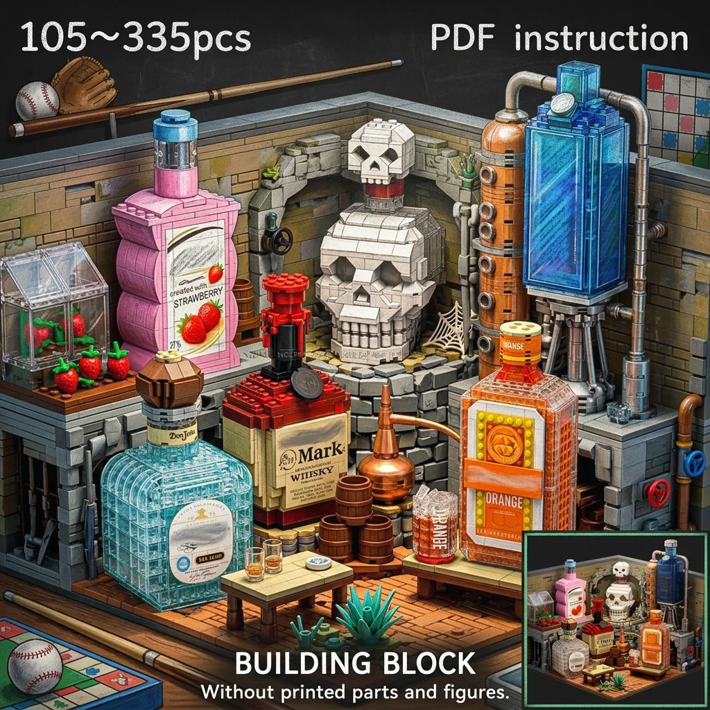 MOC Miniature Liquor Bottle Collection Building Blocks Classic Whiskey Spirit Bar Pub Desk Decor Adult Man Cave Brick Set
MOC Miniature Liquor Bottle Collection Building Blocks Classic Whiskey Spirit Bar Pub Desk Decor Adult Man Cave Brick Set