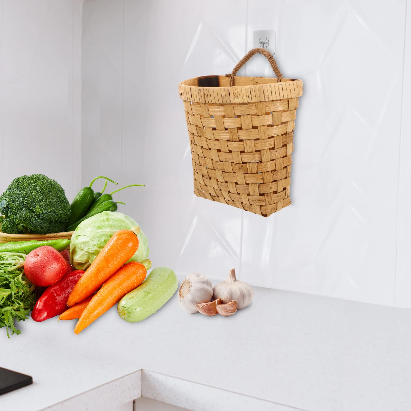 Wall Hanging Flower Basket Woven Storage Baskets Kitchen Organizer Bamboo Lace Bins Mounted Baskets for Onions Ginger Garlic
Wall Hanging Flower Basket Woven Storage Baskets Kitchen Organizer Bamboo Lace Bins Mounted Baskets for Onions Ginger Garlic