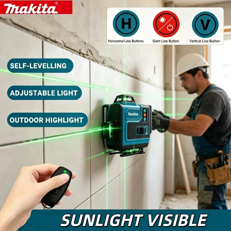 Makita Professional Construction Laser Level Kit 4D 16 Lines + 40V Rechargeable Battery for Power Tools and Engineering Projects
Makita Professional Construction Laser Level Kit 4D 16 Lines + 40V Rechargeable Battery for Power Tools and Engineering Projects