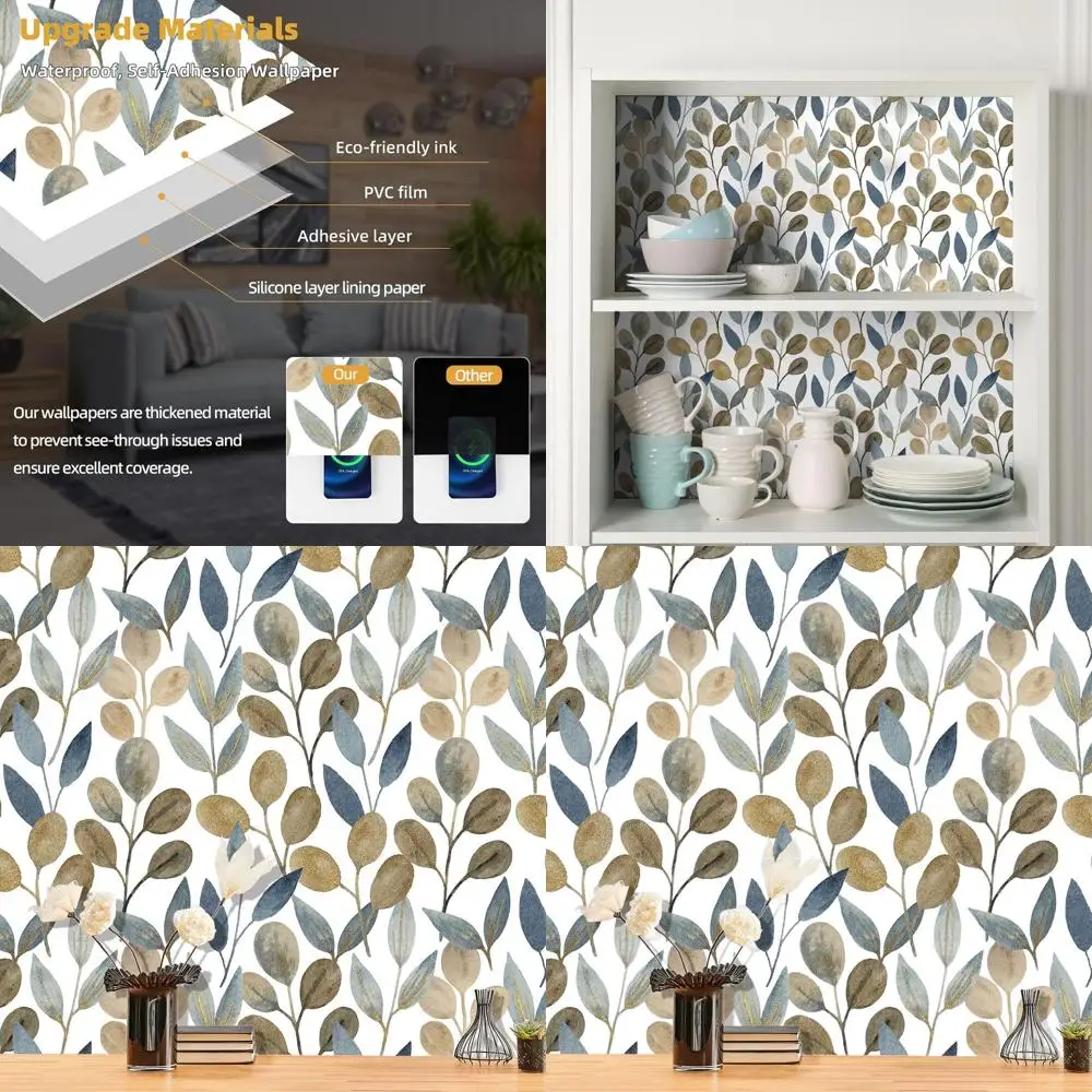 Современные водонепроницаемые виниловые обои в ботаническом стиле для домашнего декора, толстые и съемные, идеально подходят для арендров, 17,7 x 393,7
Современные водонепроницаемые виниловые обои в ботаническом стиле для домашнего декора, толстые и съемные, идеально подходят для арендров, 17,7 x 393,7