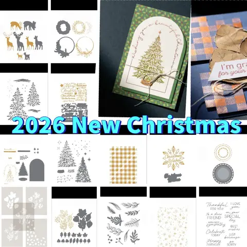 2026 Yeni Noel Ağacı Geyik Yaprakları Metal Kesim Kalıpları Şeffaf Damgalar Şablon Sıcak Folyo DIY Scrapbook Günlük Dekorasyonu Kabartma İçin