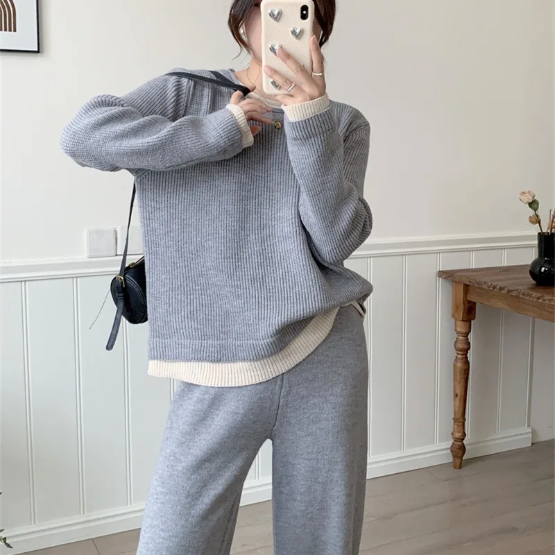 Fake Two-piece Sweater Pants Suit Women Autumn Winter New Korean Loose Lazy Style Knitwear Wide-leg Pants Casual Two-piece Set
Fake Two-piece Sweater Pants Suit Women Autumn Winter New Korean Loose Lazy Style Knitwear Wide-leg Pants Casual Two-piece Set