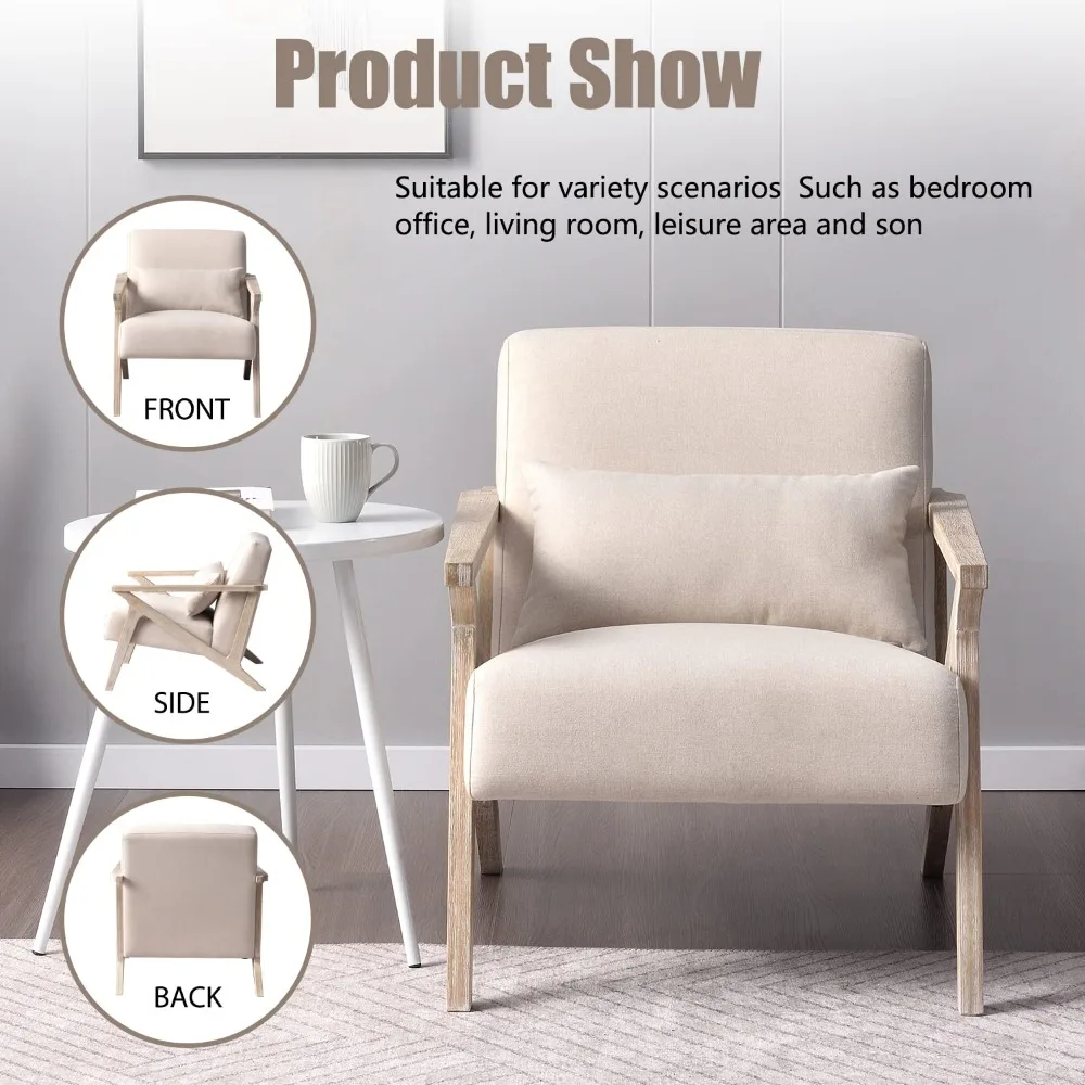 Mid Century Modern Chair with Wood Frame, Upholstered Armchair with Waist Cushion, Accent Chair for Living Room, Customized
Mid Century Modern Chair with Wood Frame, Upholstered Armchair with Waist Cushion, Accent Chair for Living Room, Customized