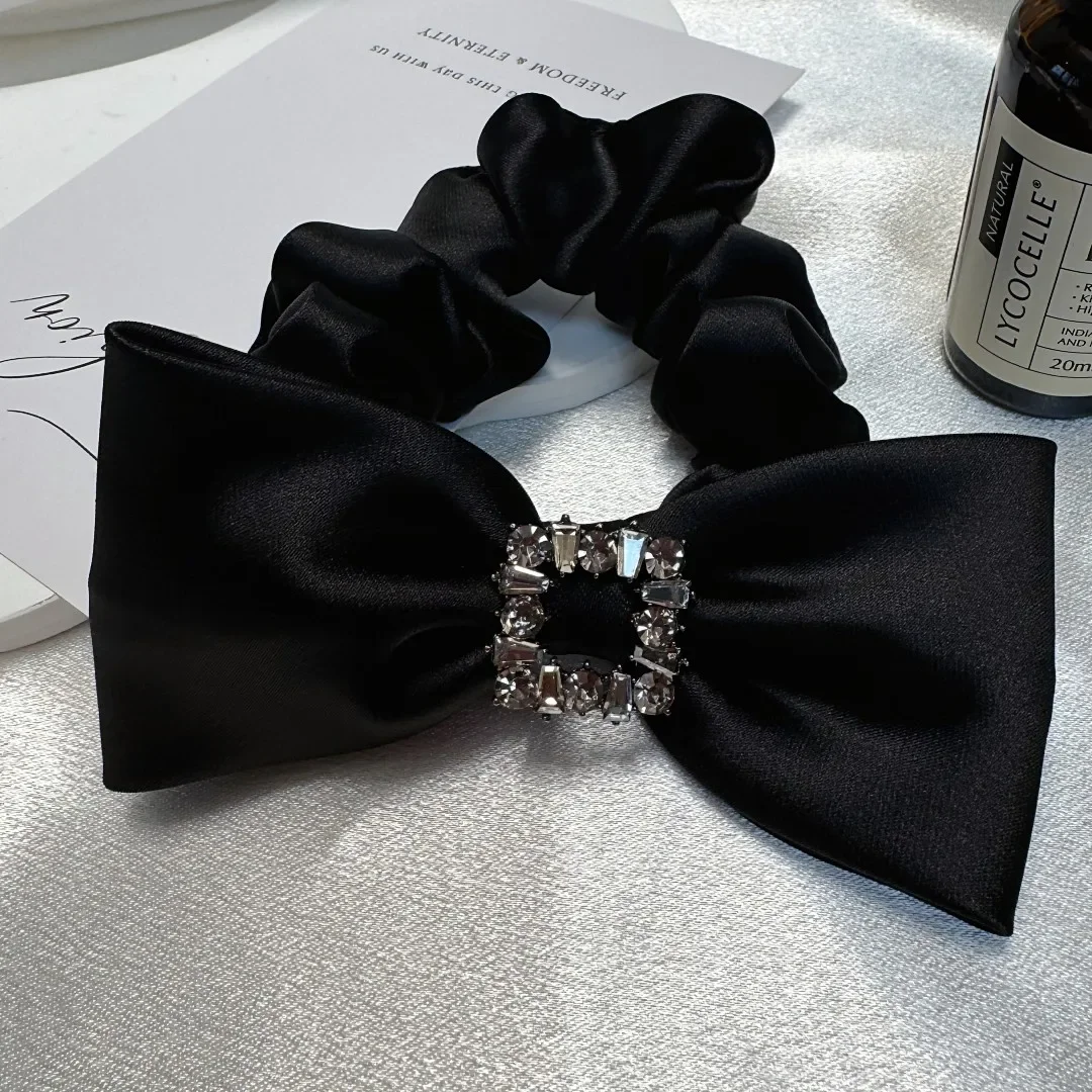 Black Bow Hair Ties for Girls and Women Satin Silk Scrunchies With Rhinestones Elastic Hairbands Headwear Hair Accessories
Black Bow Hair Ties for Girls and Women Satin Silk Scrunchies With Rhinestones Elastic Hairbands Headwear Hair Accessories