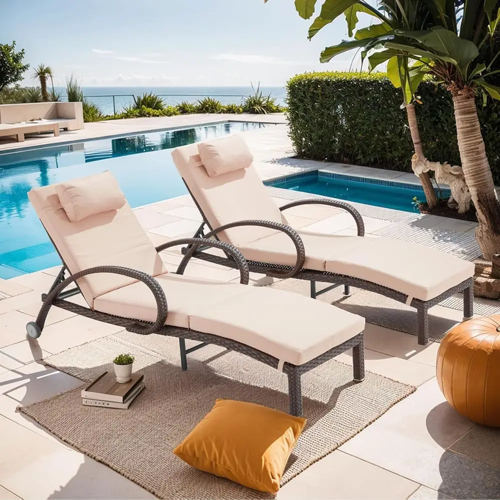 Outdoor Lounge Chairs Set Of 4,Adjustable 5-Position Outdoor Chaise Lounge With Armrests & Wheels For Poolside, Backyard, Deck
Outdoor Lounge Chairs Set Of 4,Adjustable 5-Position Outdoor Chaise Lounge With Armrests & Wheels For Poolside, Backyard, Deck