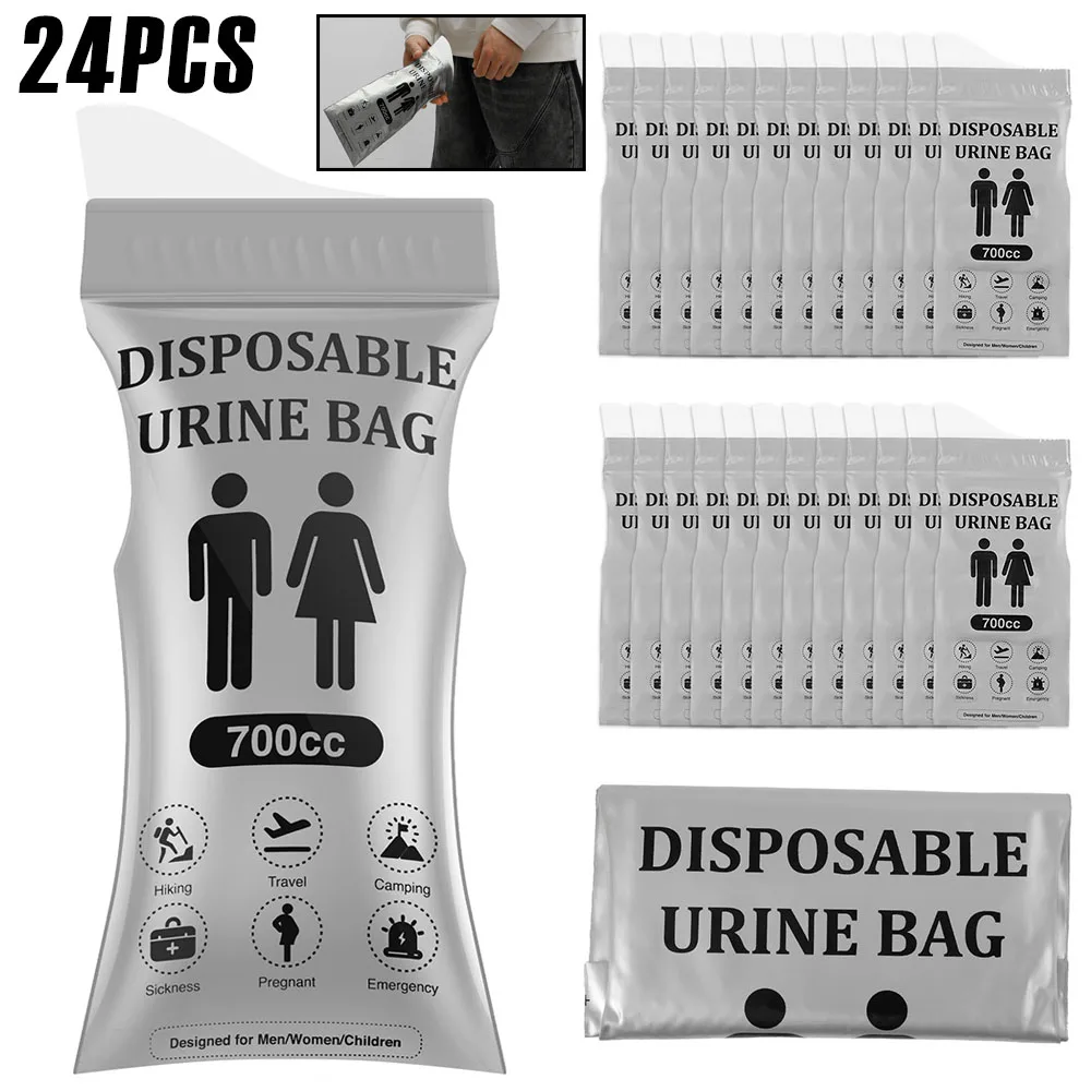 24Pcs Urine Bag 700ML Outdoor Emergency Urinal Pouch Portable Travel Pee Bag Vomit Pocket Disposable Travel Mobile Toilet Unisex
24Pcs Urine Bag 700ML Outdoor Emergency Urinal Pouch Portable Travel Pee Bag Vomit Pocket Disposable Travel Mobile Toilet Unisex