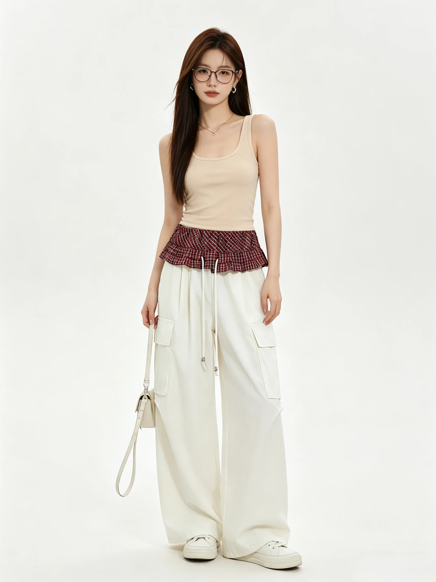 High Waist Wide Leg Pants Korean Style Breathable Skin-Friendly Plaid Splicing Summer Workwear Trousers for Women Casual
High Waist Wide Leg Pants Korean Style Breathable Skin-Friendly Plaid Splicing Summer Workwear Trousers for Women Casual