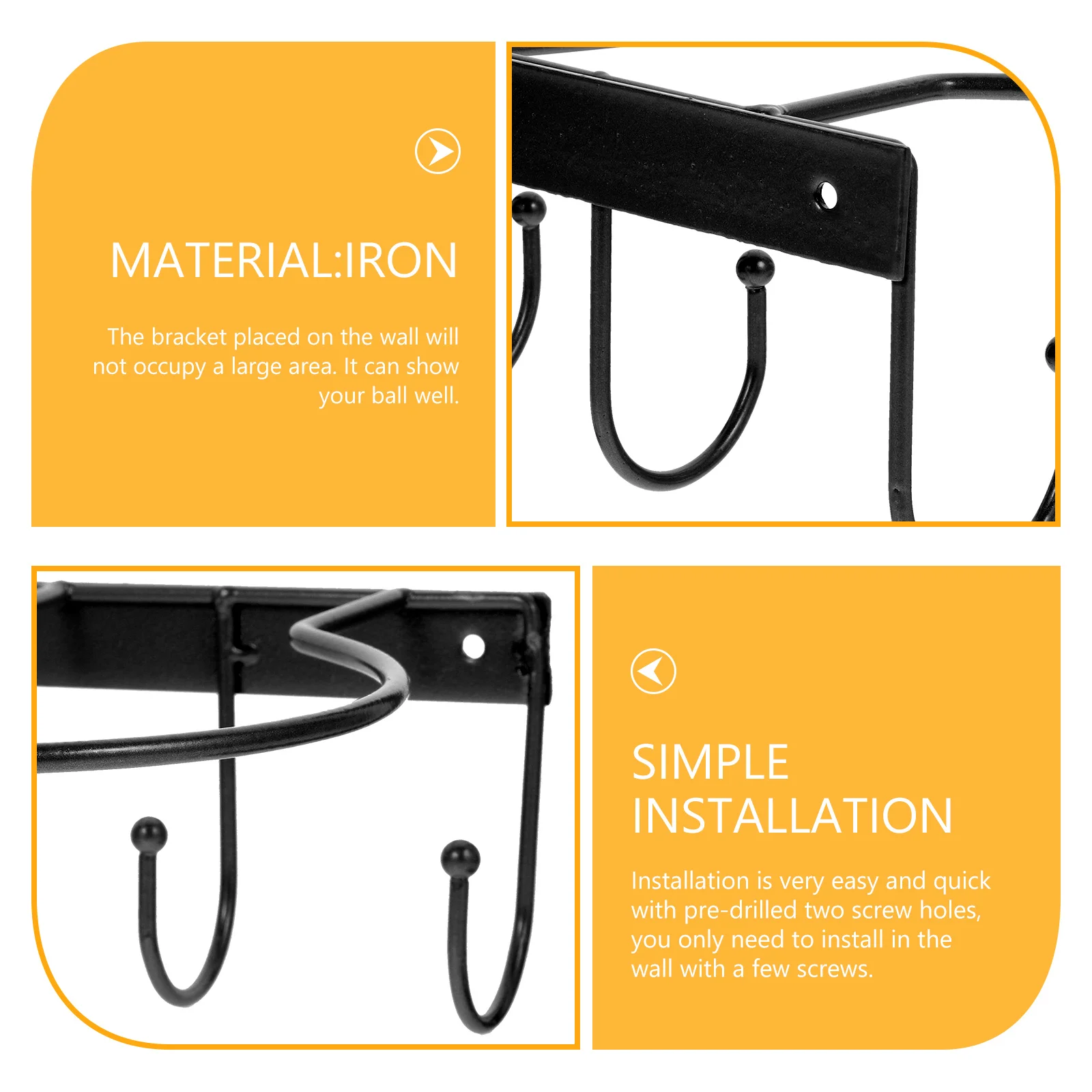 2Pcs Wall-Mounted Basketball Holder Multi-Function Ball Rack for Sports Equipment Display and Clean Home Storage
2Pcs Wall-Mounted Basketball Holder Multi-Function Ball Rack for Sports Equipment Display and Clean Home Storage