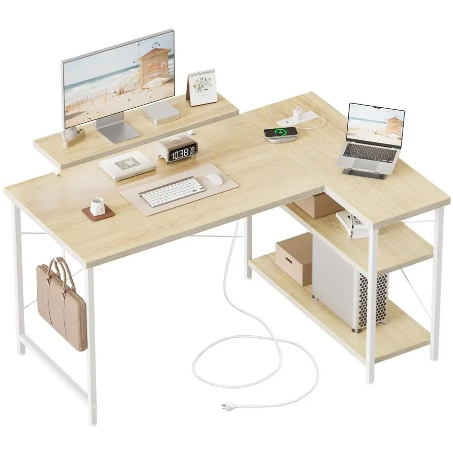 L Shaped Computer Desk with Power Outlets, Gaming Desk Reversible with Storage Shelves amp Monitor Stand, Corner Gamer Desk Tab
L Shaped Computer Desk with Power Outlets, Gaming Desk Reversible with Storage Shelves amp Monitor Stand, Corner Gamer Desk Tab