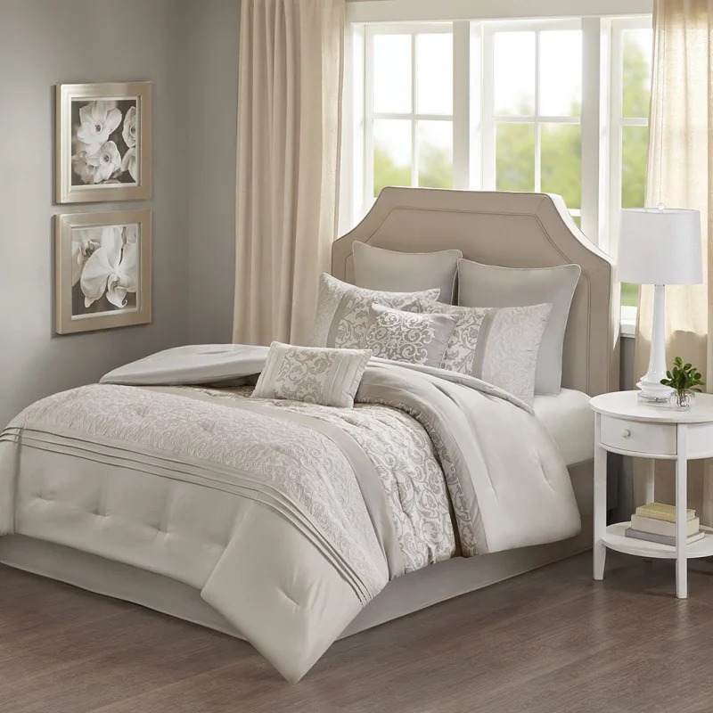 Embroidered 8 Piece Comforter Set Neutral King
Embroidered 8 Piece Comforter Set Neutral King