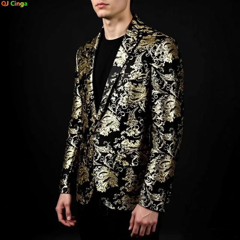 Beige Men's Long Sleeve Blazers Coat, Jacket with Gold Print Detailing, Available in Red Blue Silver. 2026 New
Beige Men's Long Sleeve Blazers Coat, Jacket with Gold Print Detailing, Available in Red Blue Silver. 2026 New