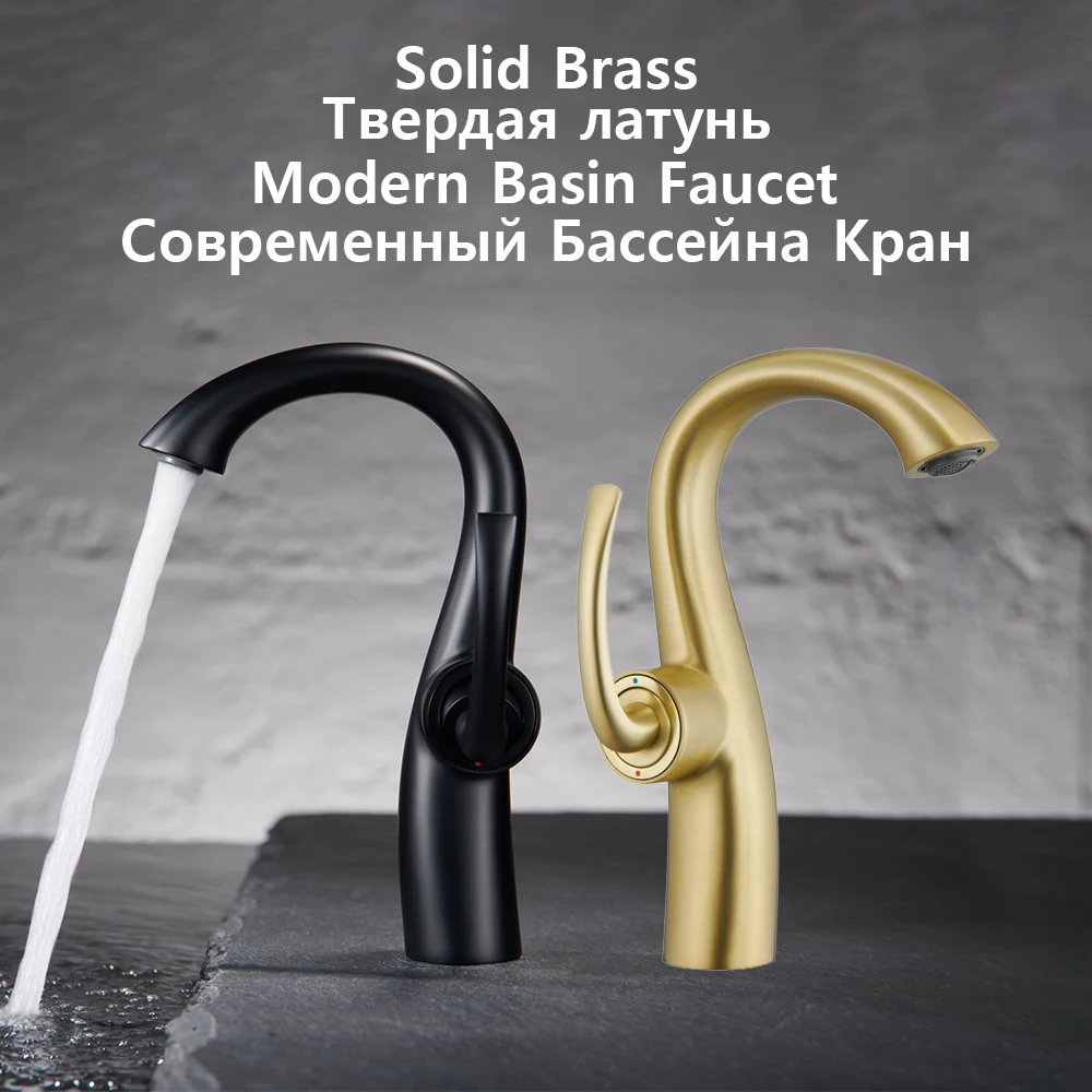 Luxury Brushed Gold Bathroom Faucet Deck Mounted Vanity Brass Mixer Water Tap Washbasin Sink Faucet One Hole Black Basin Faucets
Luxury Brushed Gold Bathroom Faucet Deck Mounted Vanity Brass Mixer Water Tap Washbasin Sink Faucet One Hole Black Basin Faucets