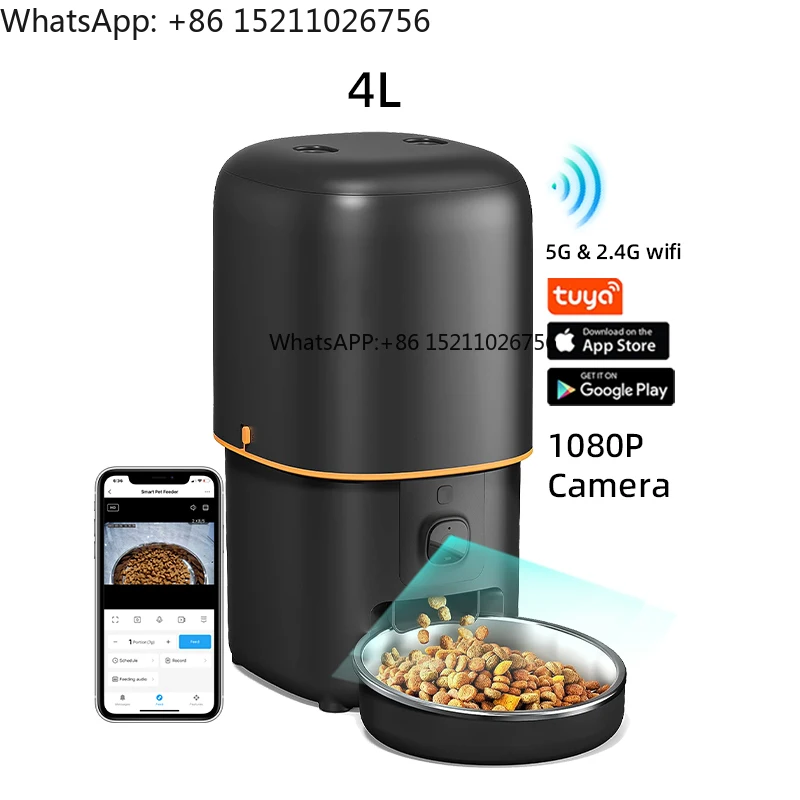 APP 5G WiFi Automatic Pet Feeder - 1080P Pet Food Dispenser - Stainless Bowl Cat Dog Wifi Smart Pet Feeder With -
APP 5G WiFi Automatic Pet Feeder - 1080P Pet Food Dispenser - Stainless Bowl Cat Dog Wifi Smart Pet Feeder With -