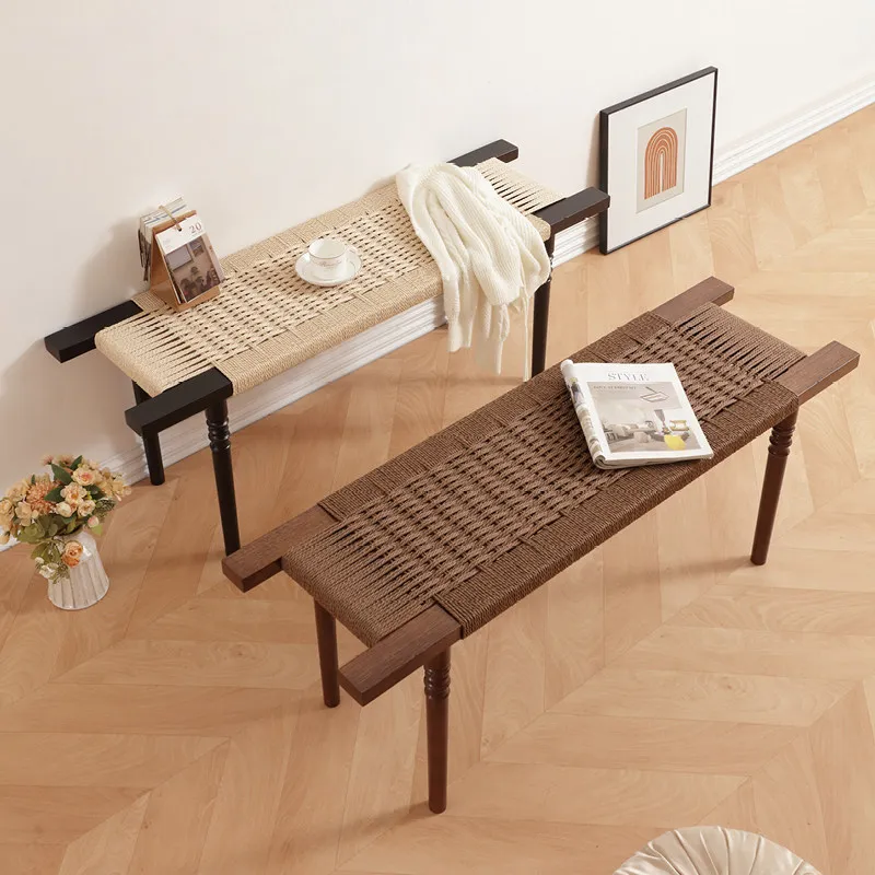 French Retro Solid Wood Bench, Bedroom End Stool, Dining Rope Woven Long Seat, Entryway Shoe Changing Rack with Eco Paint
French Retro Solid Wood Bench, Bedroom End Stool, Dining Rope Woven Long Seat, Entryway Shoe Changing Rack with Eco Paint