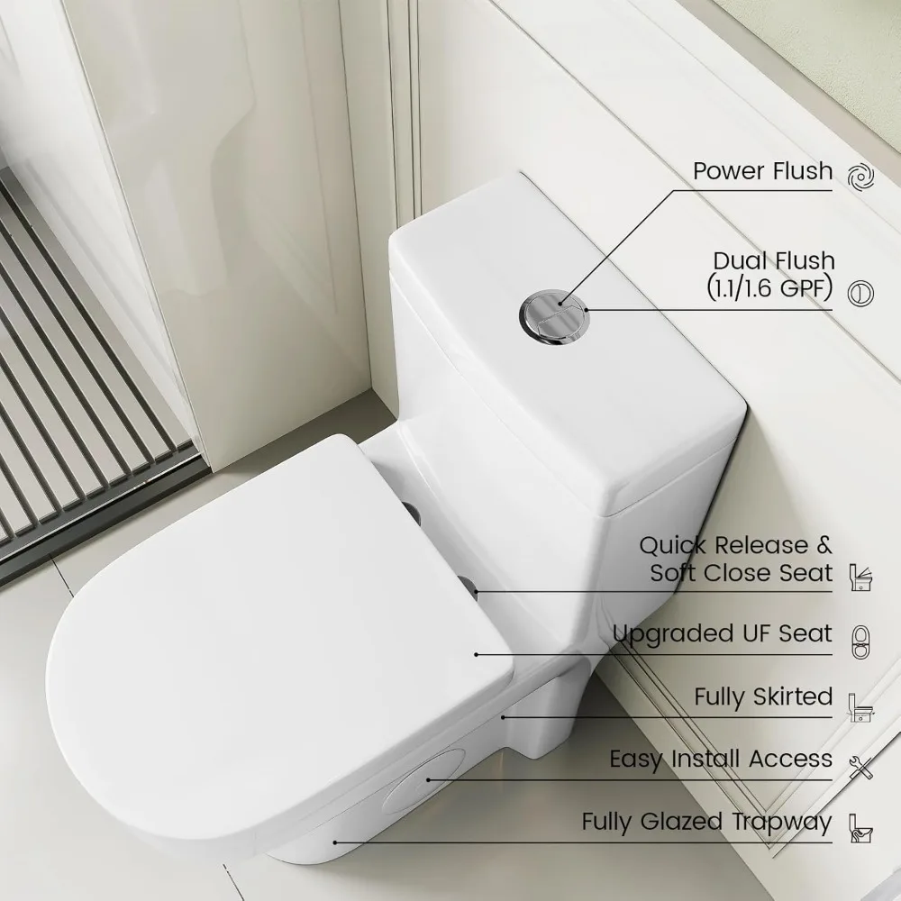 Compact One Piece Toilet for Bathroom, Space-Saving Powerful Dual Flush Round Small Toilets,Upgraded UF Quiet & Soft Close Seat
Compact One Piece Toilet for Bathroom, Space-Saving Powerful Dual Flush Round Small Toilets,Upgraded UF Quiet & Soft Close Seat