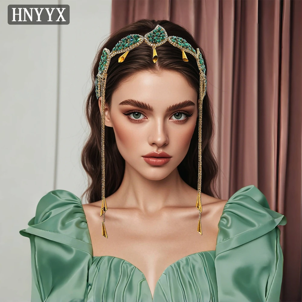 HNYYX Bohemian Tassel Headband Green Rhinestone Hairbands Atmospheric Girls Headpiece Forest Themed Party Hair Accessories A365 
HNYYX Bohemian Tassel Headband Green Rhinestone Hairbands Atmospheric Girls Headpiece Forest Themed Party Hair Accessories A365