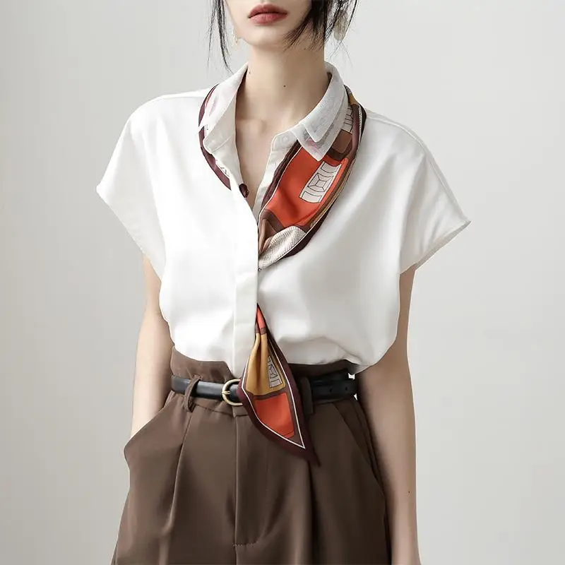 French Style Blouse Chic Lace Up Commute Women Shirts Summer Thin Solid Color Turn-down Collar Short Sleeve Tops
French Style Blouse Chic Lace Up Commute Women Shirts Summer Thin Solid Color Turn-down Collar Short Sleeve Tops