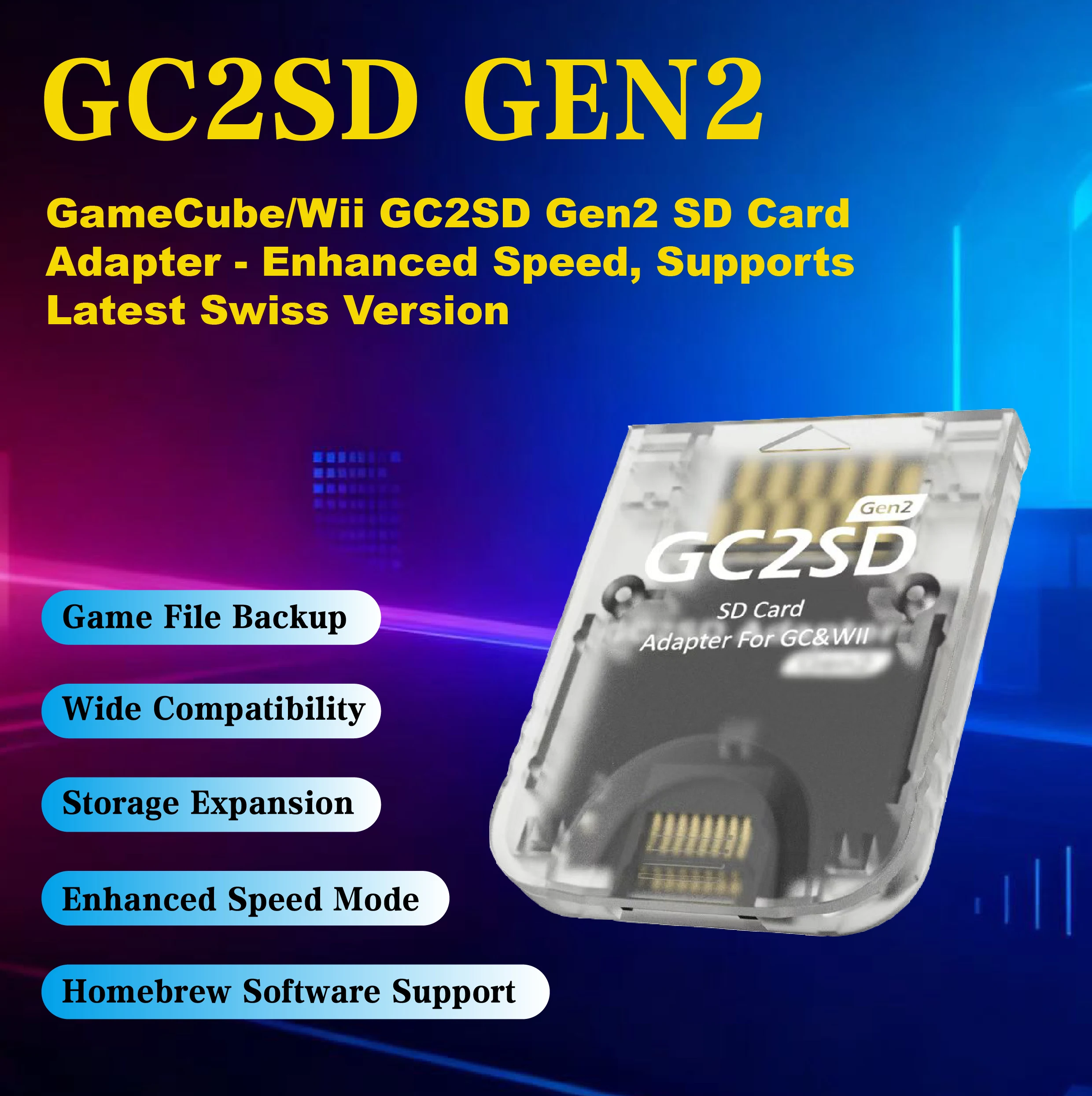 Transparent GC2SD Gen2 TF SD Card Reader Adapter Enhanced Speed Version for Nintendo GameCube NGC Original Wii Console
Transparent GC2SD Gen2 TF SD Card Reader Adapter Enhanced Speed Version for Nintendo GameCube NGC Original Wii Console