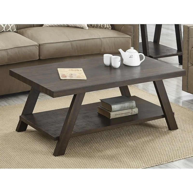 Weathered Espresso Contemporary Wood Coffee Table with Shelf
Weathered Espresso Contemporary Wood Coffee Table with Shelf