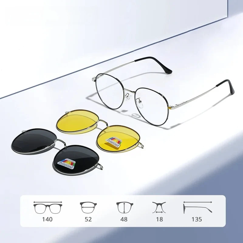 3 In 1 Magnetic Women's Sunglasses Polarized UV400 Round Eyeglass Frame Women Clip On Glasses Men NO Diopter Myopia Optic Frame
3 In 1 Magnetic Women's Sunglasses Polarized UV400 Round Eyeglass Frame Women Clip On Glasses Men NO Diopter Myopia Optic Frame