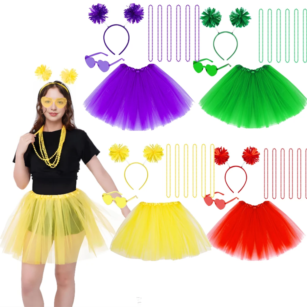 4PCS/SET Tutu Costume Accessories Set, Spirit Day Pom Pom Headband Necklaces Heart Sunglasses Tutu Wear for Women Party
4PCS/SET Tutu Costume Accessories Set, Spirit Day Pom Pom Headband Necklaces Heart Sunglasses Tutu Wear for Women Party