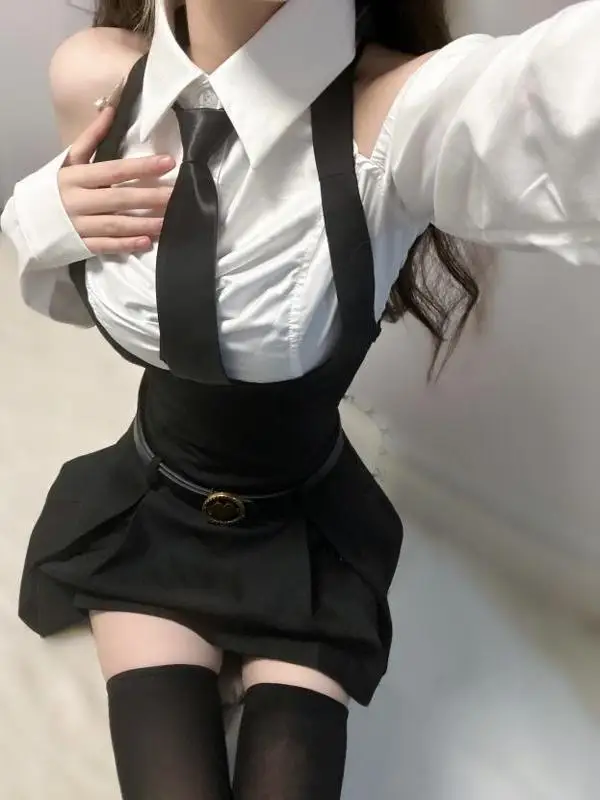 Комплект для женщин: сексуальный топ с открытыми плечами и длинными рукавами, черная юбка с завязками на талии, утягивающая фигуру, весенний модный комплект больших размеров
Комплект для женщин: сексуальный топ с открытыми плечами и длинными рукавами, черная юбка с завязками на талии, утягивающая фигуру, весенний модный комплект больших размеров