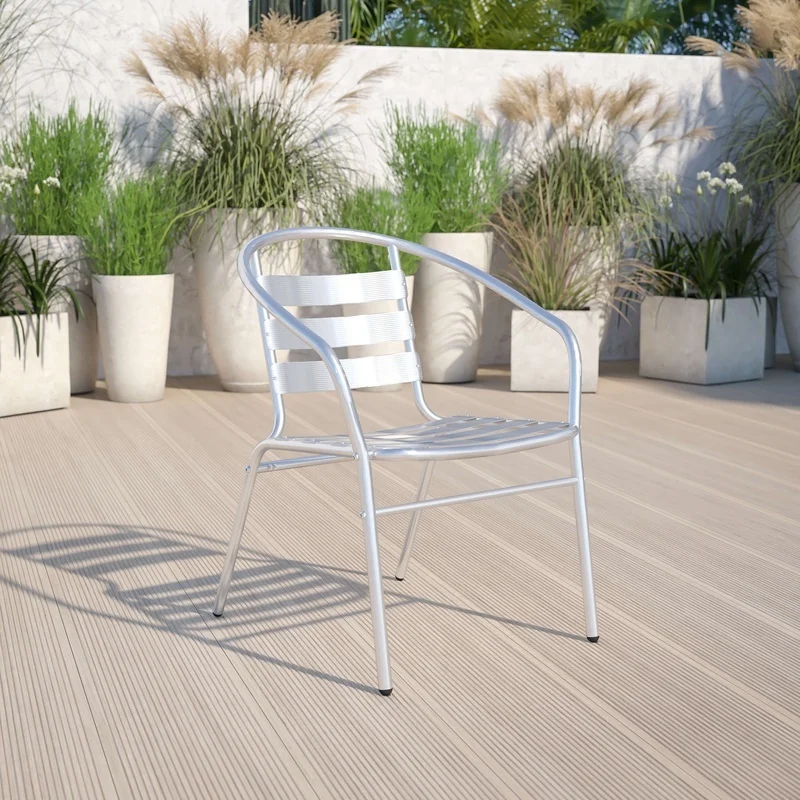 Commercial Aluminum Stackable Chair Indoor Outdoor Patio Restaurant Heavy Duty Lightweight Curved Slat Back Support Braces Floor
Commercial Aluminum Stackable Chair Indoor Outdoor Patio Restaurant Heavy Duty Lightweight Curved Slat Back Support Braces Floor