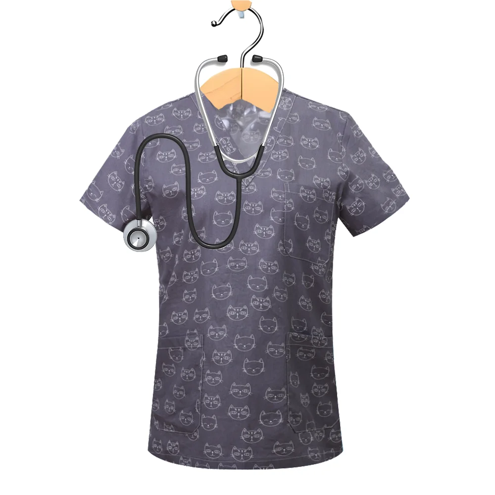 Clinical Uniform Woman Cat Pet Animal Print Health Care Scrub Medical Trends V-Neck Short Sleeve Dental Nursing Scrubs for Women
Clinical Uniform Woman Cat Pet Animal Print Health Care Scrub Medical Trends V-Neck Short Sleeve Dental Nursing Scrubs for Women