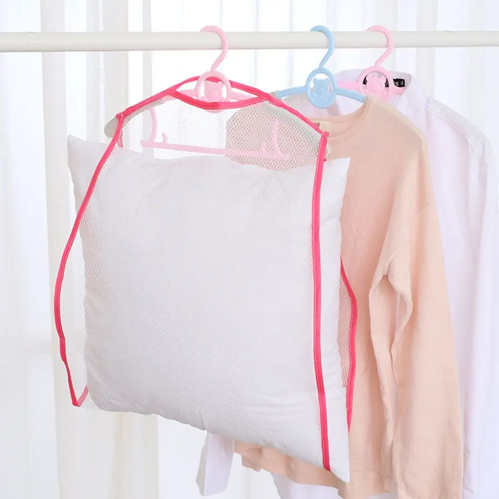 Windproof Nets Clothes Storage Bags Mesh Holder Frame Fixed Pillow Drying Rack Balcony