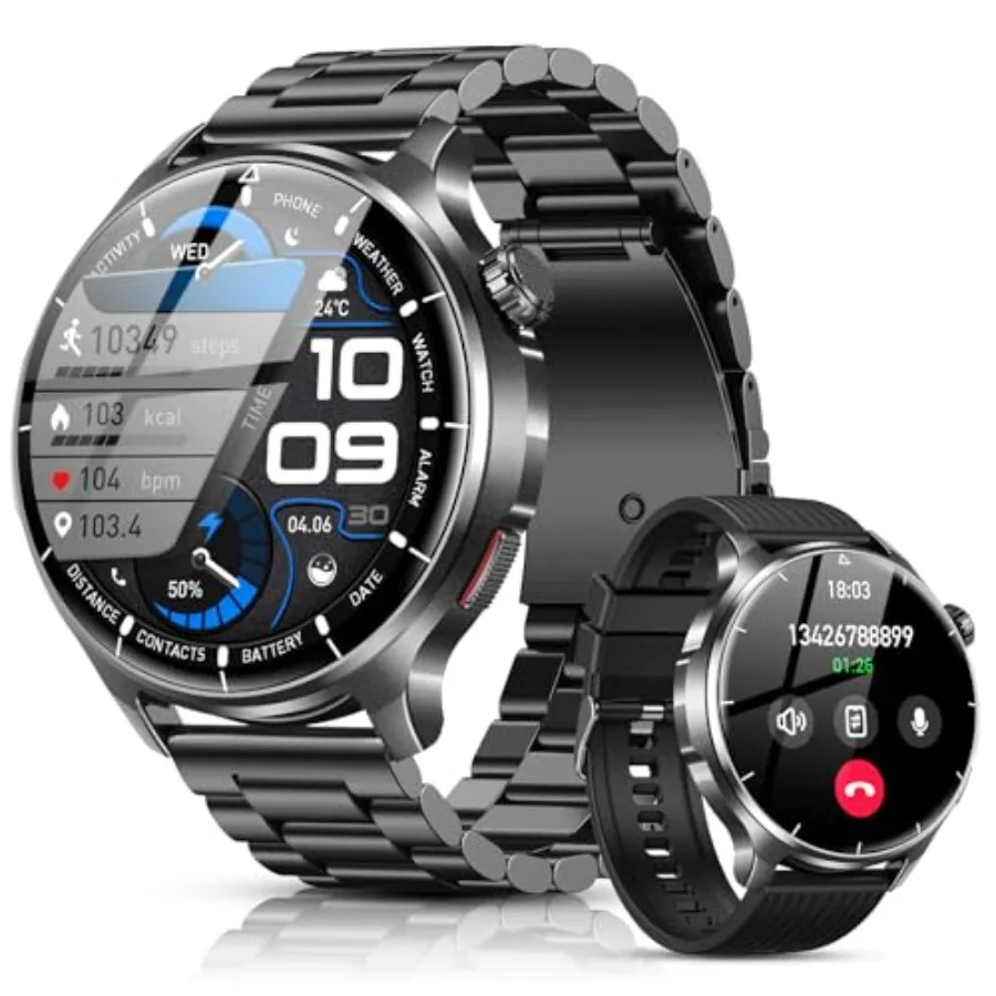 Smart Watch for Men, 1.52" HD Fitness Tracker with Blood Pressure SpO2 Heart Rate Sleep Monitor, 110 Sports Modes, 1000mAh Batt
Smart Watch for Men, 1.52" HD Fitness Tracker with Blood Pressure SpO2 Heart Rate Sleep Monitor, 110 Sports Modes, 1000mAh Batt
