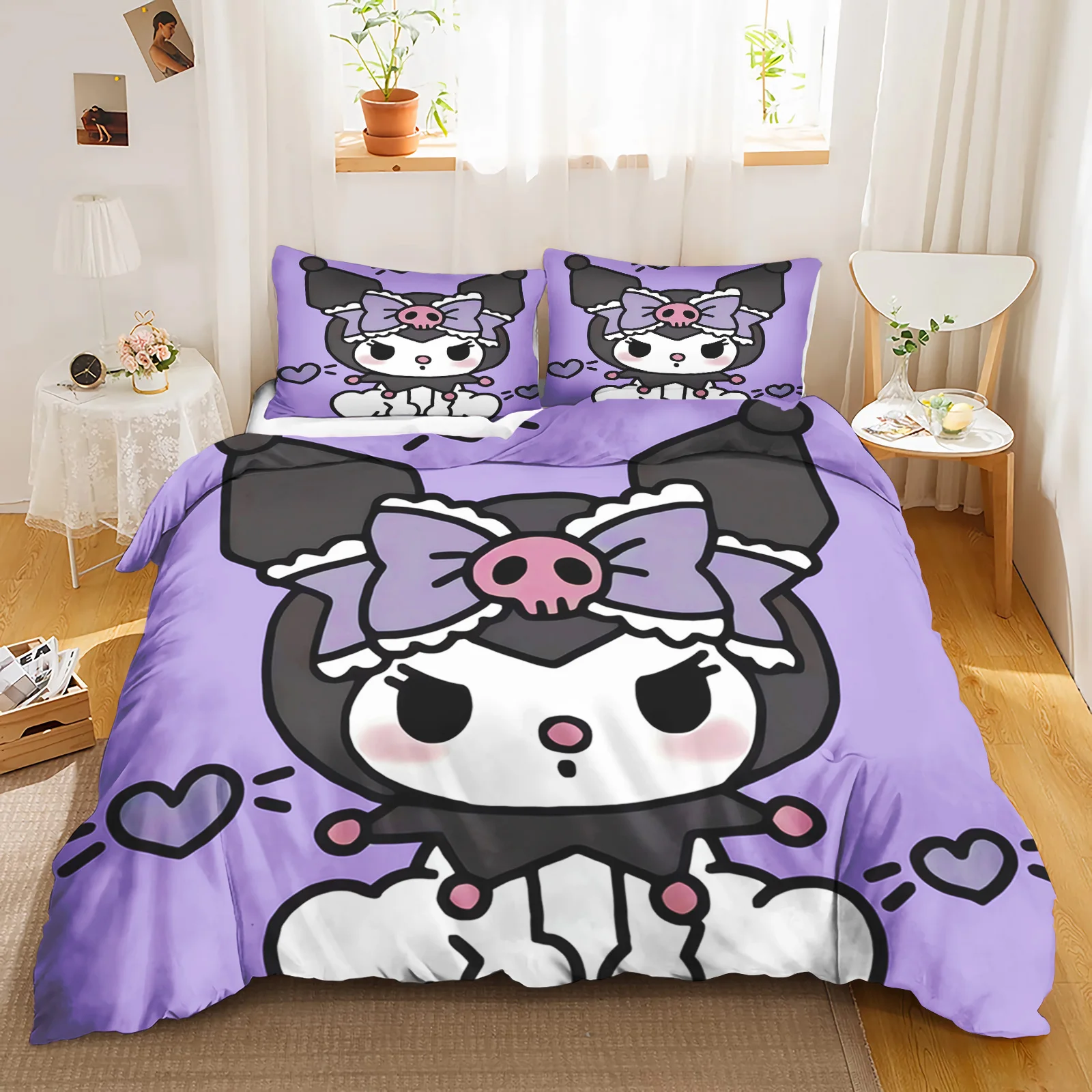 3PCS MINISO Kuromi Bedding Set Queen Size Duvet Cover Queen Duvet Cover 3D Children's Bedding Set for Childrens 
3PCS MINISO Kuromi Bedding Set Queen Size Duvet Cover Queen Duvet Cover 3D Children's Bedding Set for Childrens